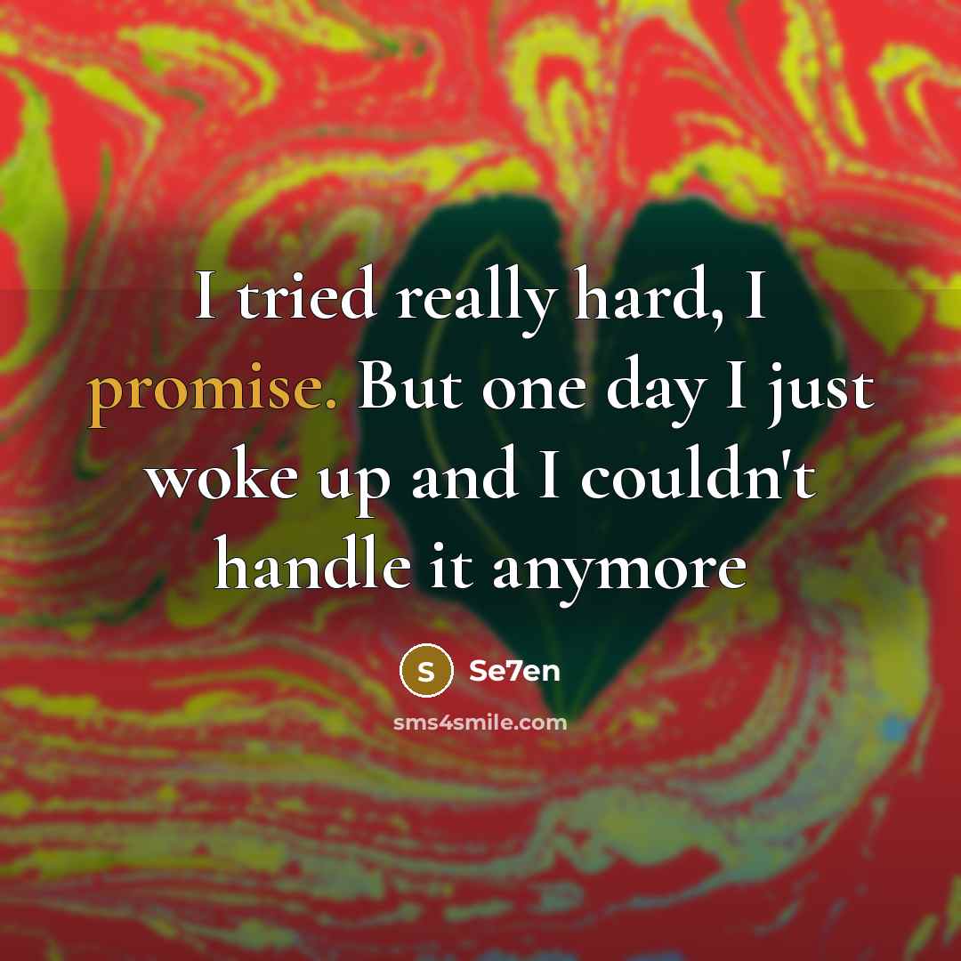 “I tried really hard, I promise. But one day I…” quote by Se7en