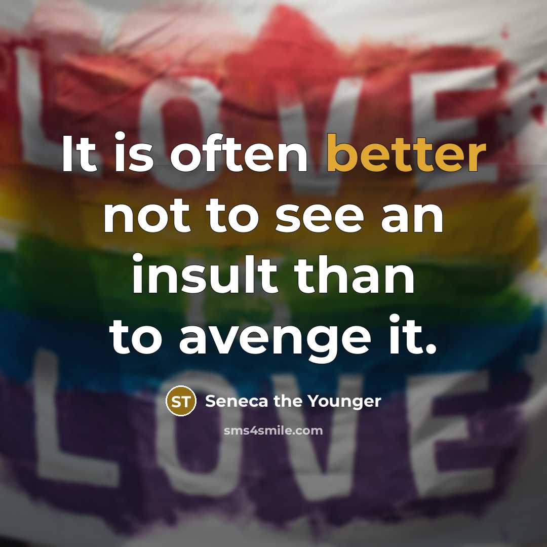 “It is often better not to see an insult than to avenge it.” quote by Seneca the Younger