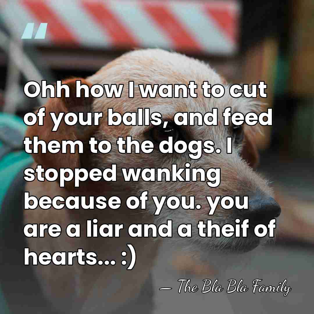 Ohh how I want to cut of your balls, and feed them&hellip; - The Bla Bla Family