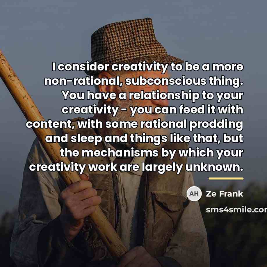 “I consider creativity to be a more non-rational, subconscious thing.…” quote by Ze Frank