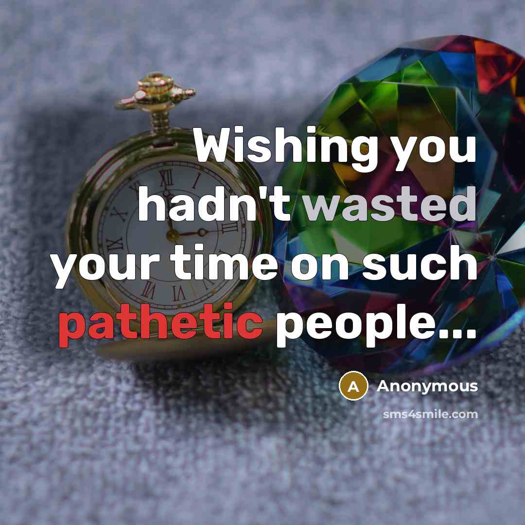 “Wishing you hadn't wasted your time on such pathetic people...” quote by Anonymous