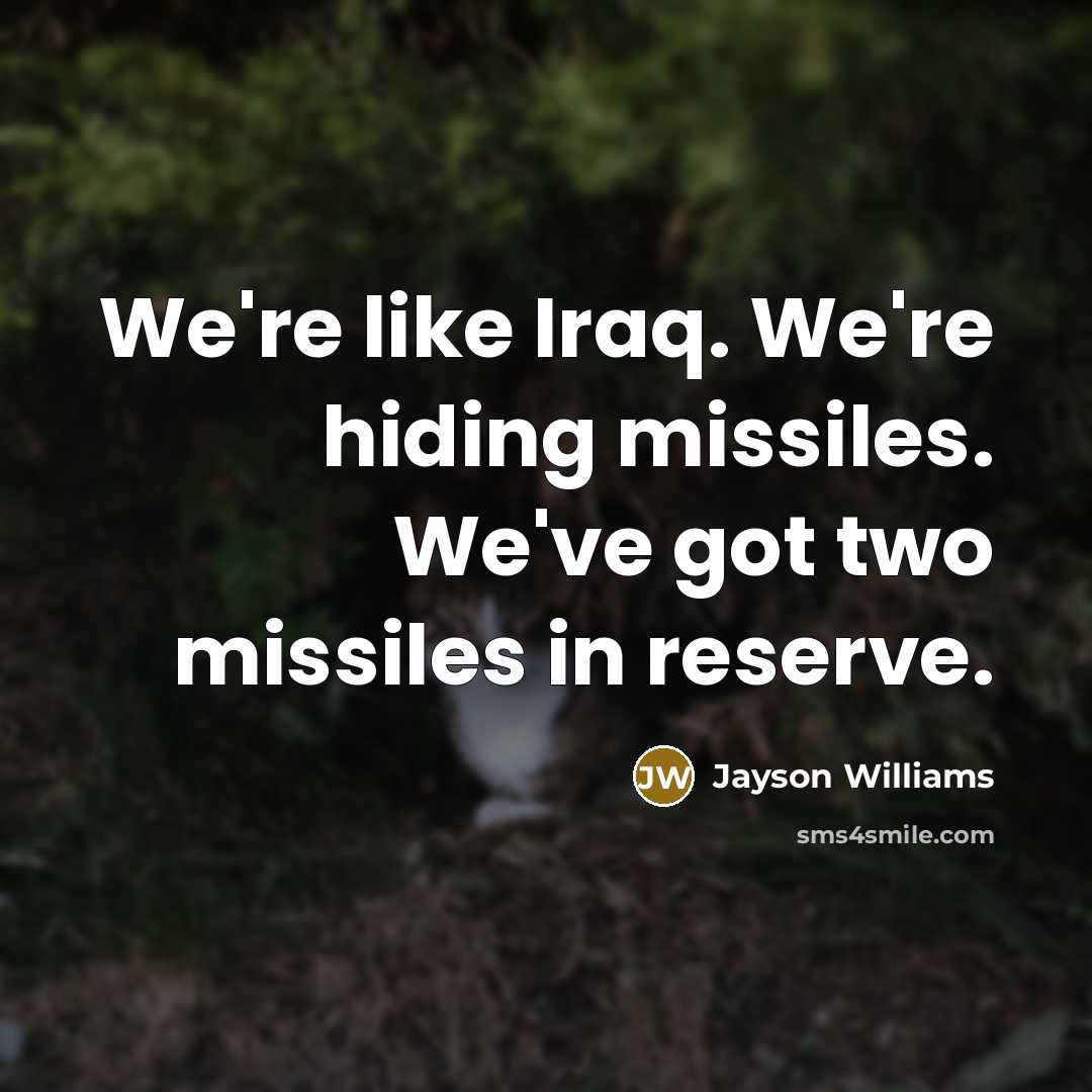 “We're like Iraq. We're hiding missiles. We've got two missiles…” quote by Jayson Williams