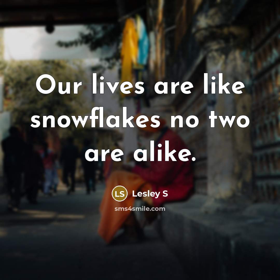 “Our lives are like snowflakes no two are alike.” quote by Lesley S
