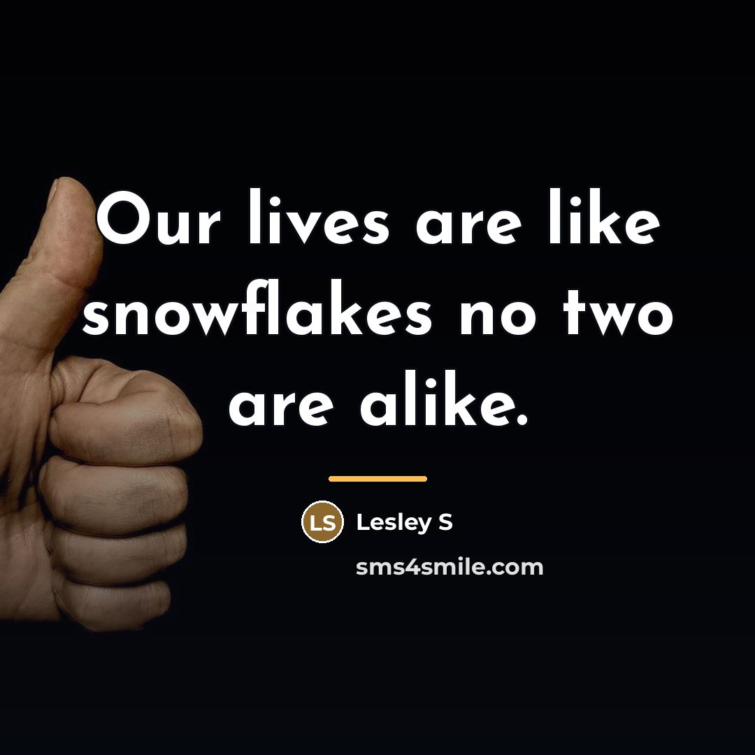 “Our lives are like snowflakes no two are alike.…” quote by Lesley S