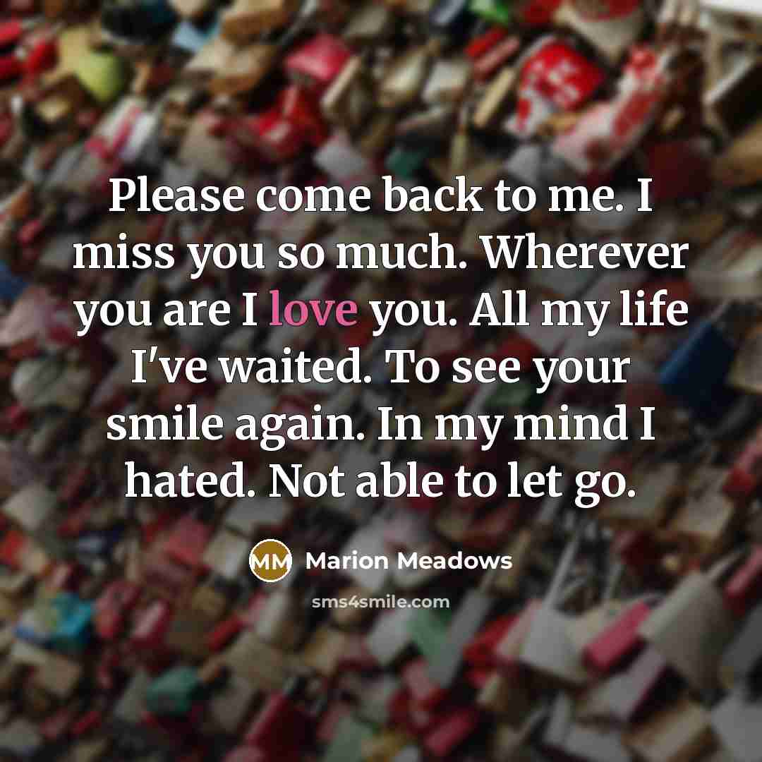 “Please come back to me. I miss you so much.…” quote by Marion Meadows