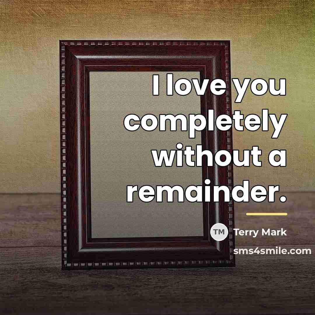 “I love you completely without a remainder.…” quote by Terry Mark