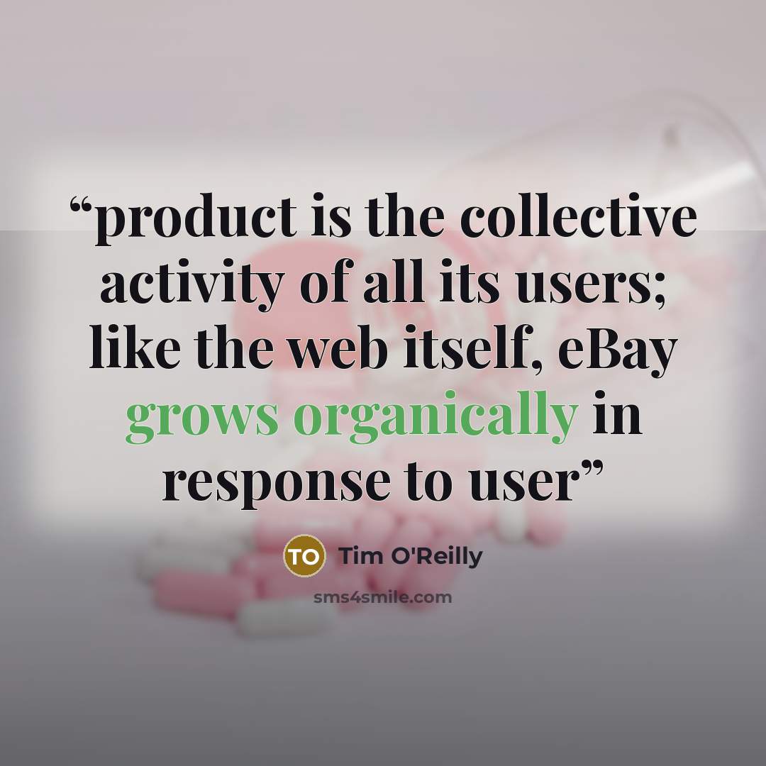 “product is the collective activity of all its users; like the web itself, eBay grows organically in response to user” quote by Tim O'Reilly