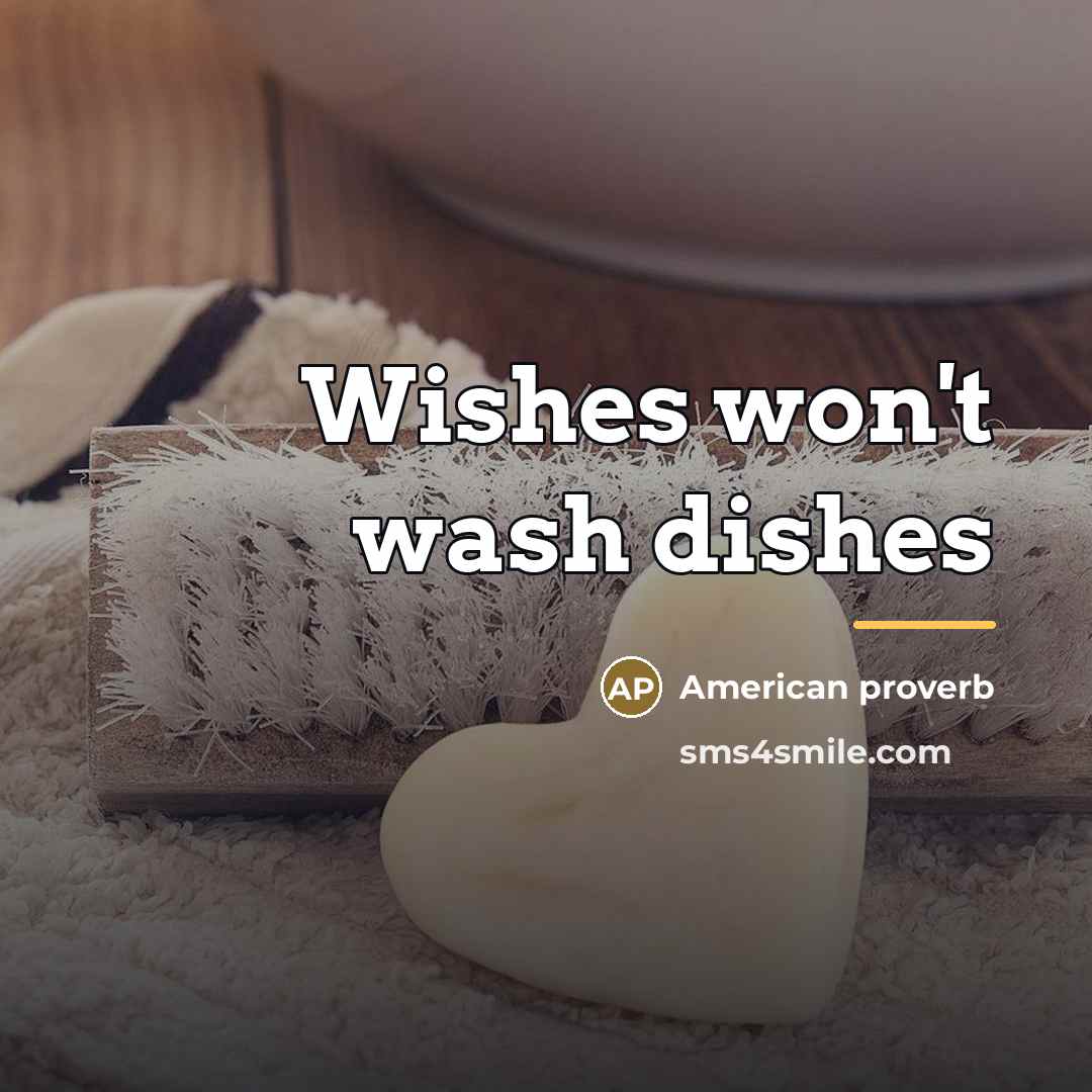 “Wishes won't wash dishes…” quote by American Proverb