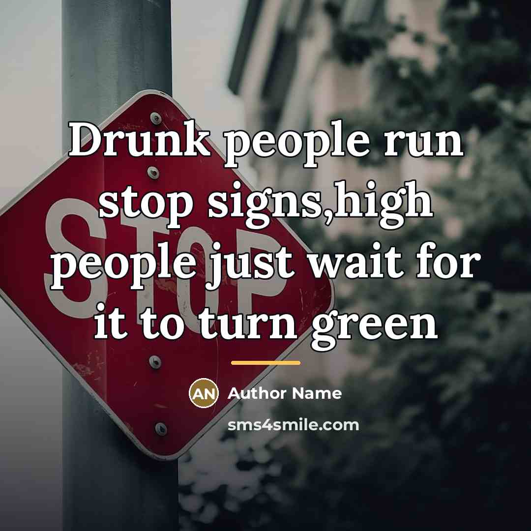 “Drunk people run stop signs,high people just wait for it…” quote by Author Name