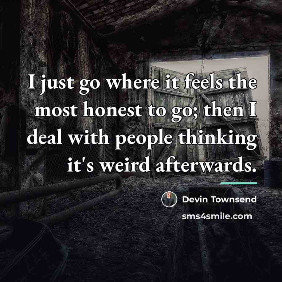 “I just go where it feels the most honest to…” quote by Devin Townsend