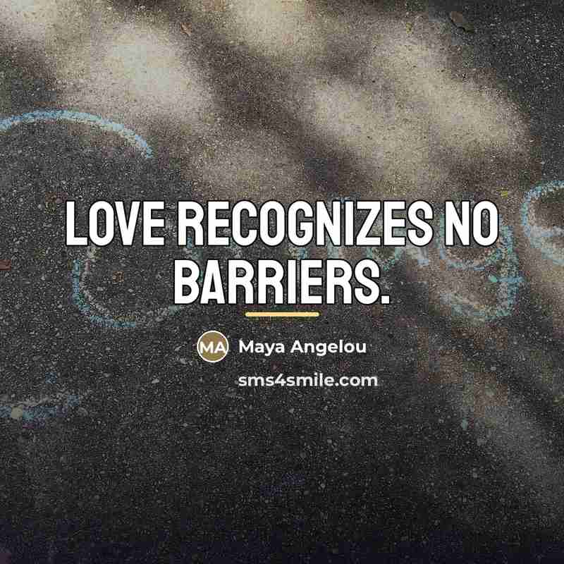 “Love recognizes no barriers.…” quote by Maya Angelou