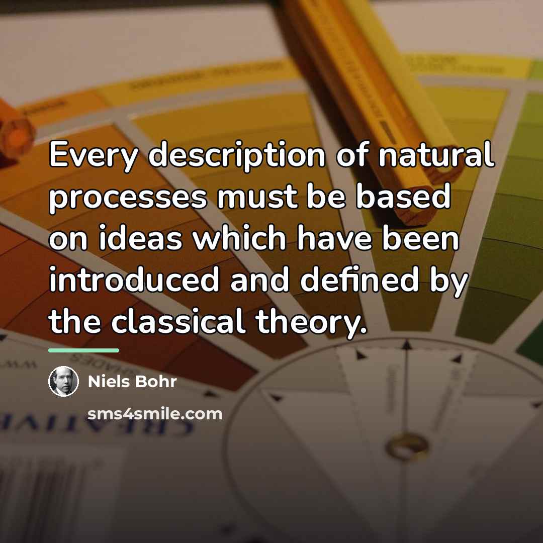 “Every description of natural processes must be based on ideas…” quote by Niels Bohr
