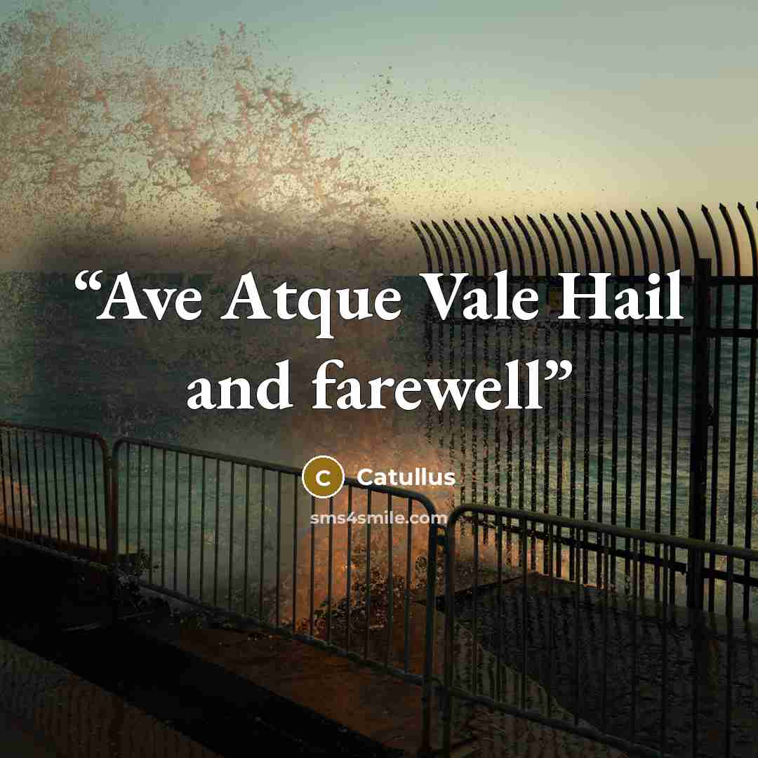 “Ave Atque Vale Hail and farewell” quote by Catullus