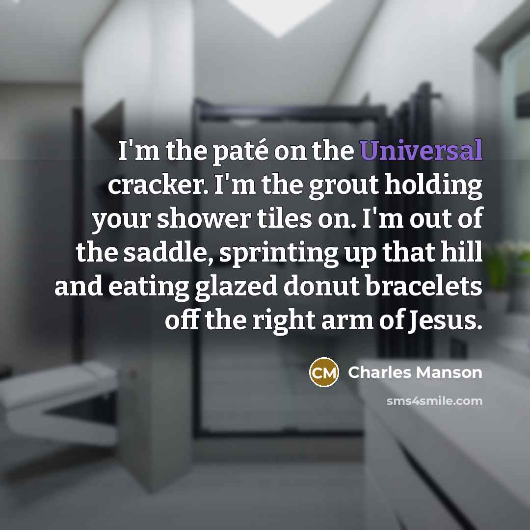 “I'm the paté on the Universal cracker. I'm the grout…” quote by Charles Manson