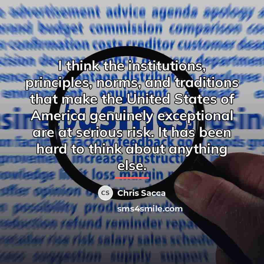 “I think the institutions, principles, norms, and traditions that make…” quote by Chris Sacca