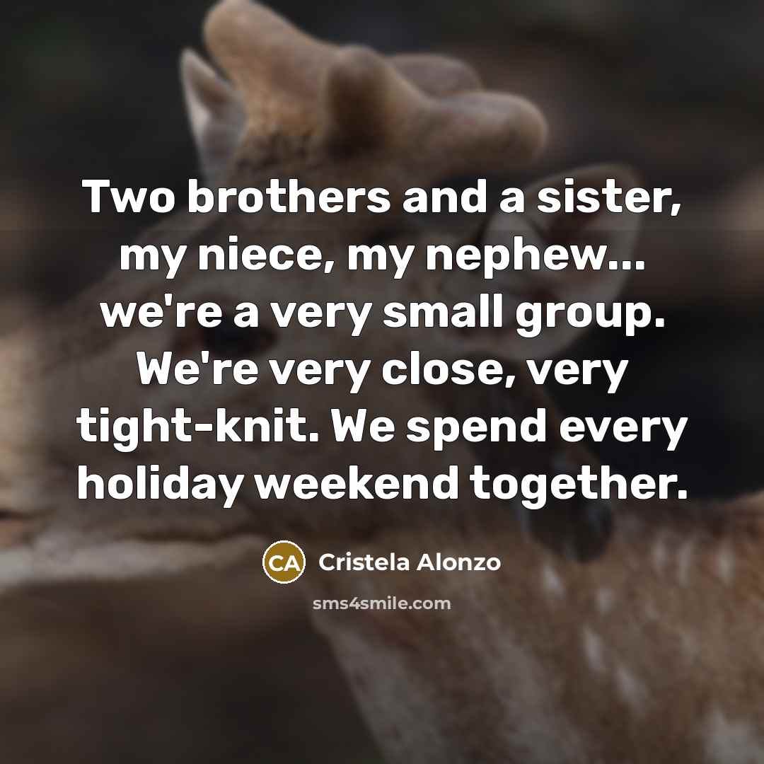“Two brothers and a sister, my niece, my nephew... we're…” quote by Cristela Alonzo