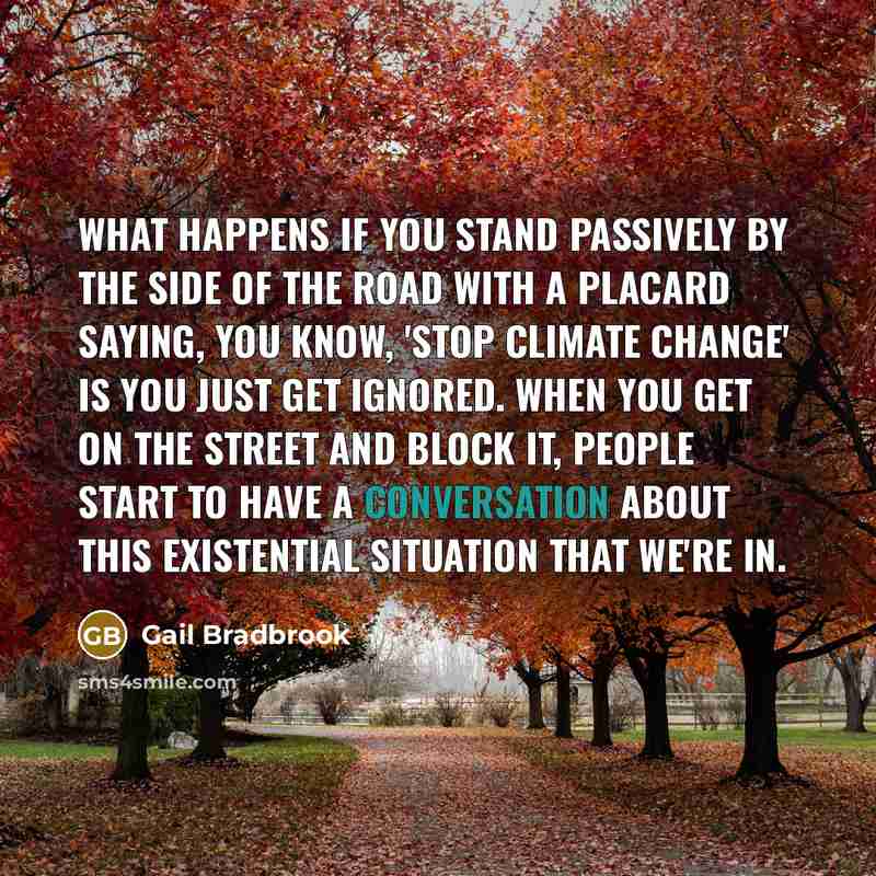 “What happens if you stand passively by the side of…” quote by Gail Bradbrook