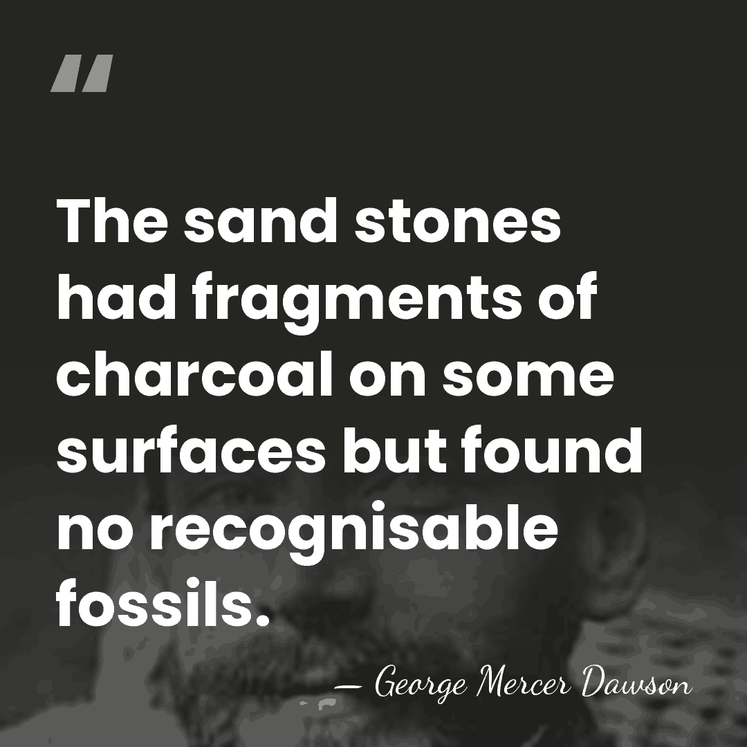 The sand stones had fragments of charcoal on some surfaces but found&hellip; - George Mercer Dawson