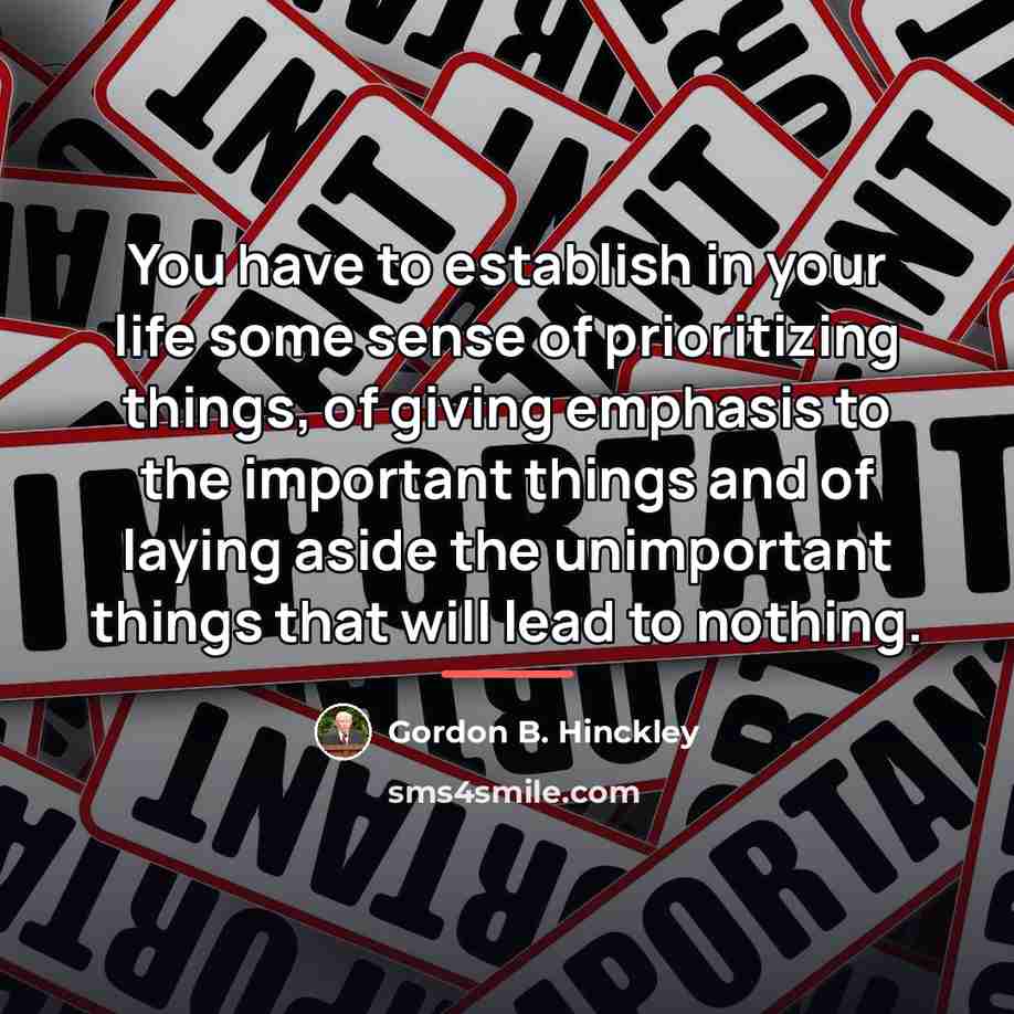 “You have to establish in your life some sense of…” quote by Gordon B. Hinckley