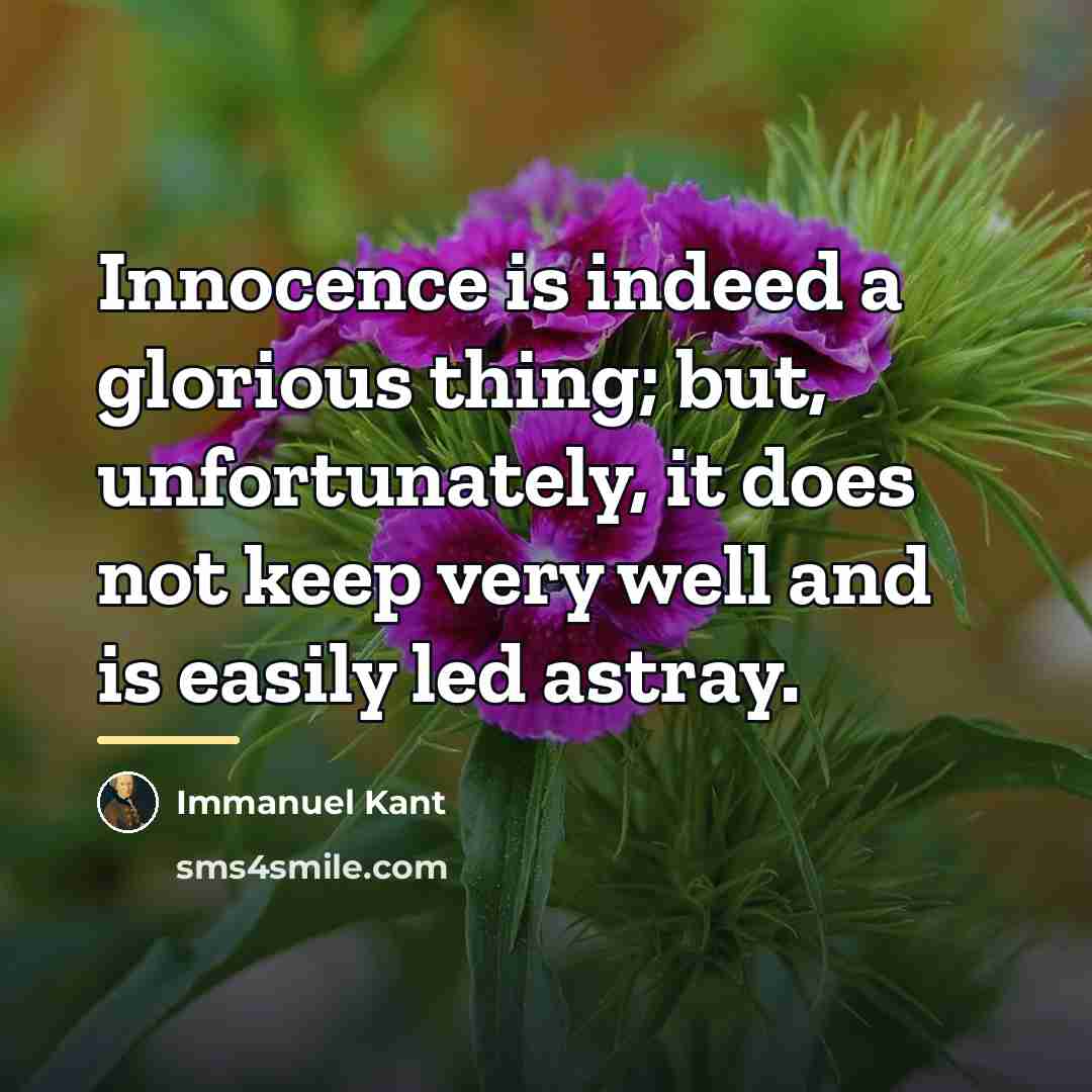 “Innocence is indeed a glorious thing; but, unfortunately, it does…” quote by Immanuel Kant