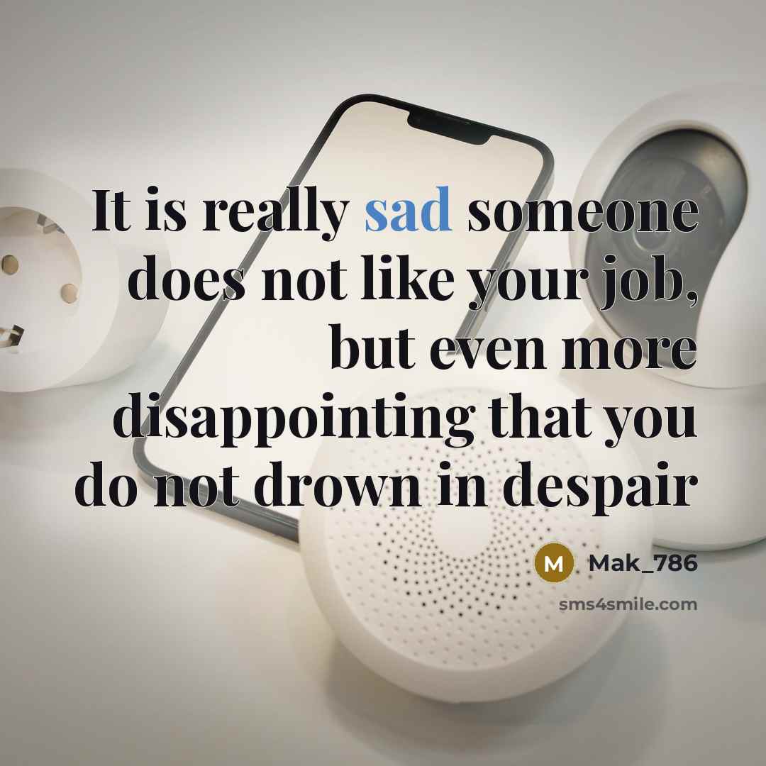 “It is really sad someone does not like your job,…” quote by Mak_786