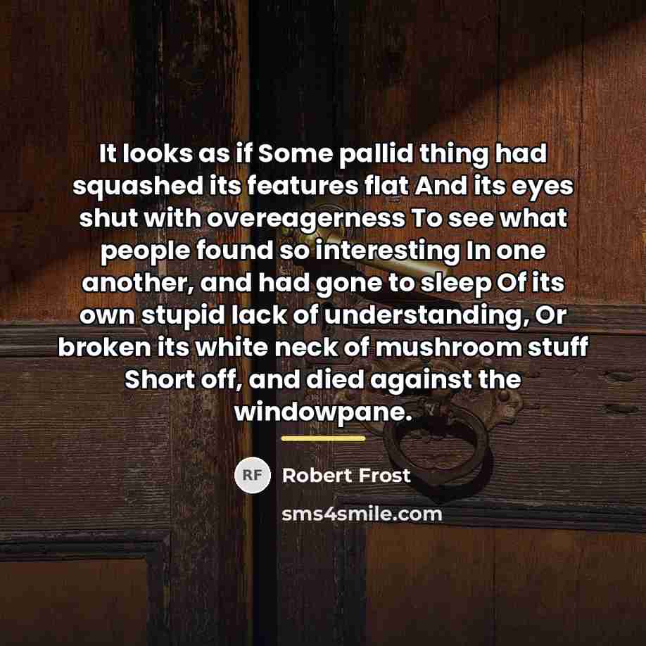 “It looks as if Some pallid thing had squashed its…” quote by Robert Frost