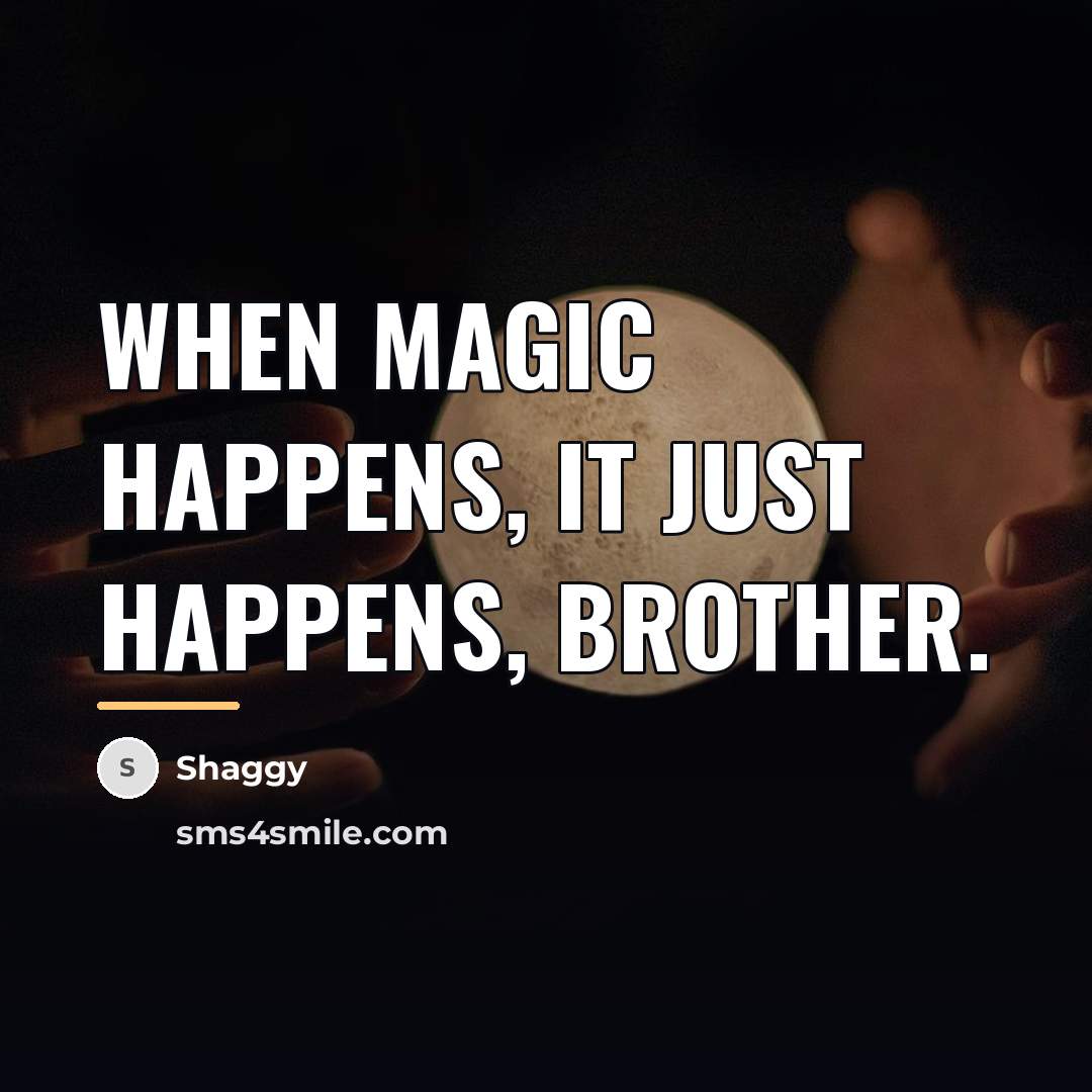 “When magic happens, it just happens, brother.…” quote by Shaggy