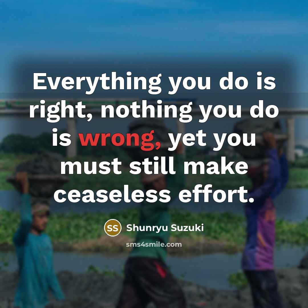 “Everything you do is right, nothing you do is wrong,…” quote by Shunryu Suzuki