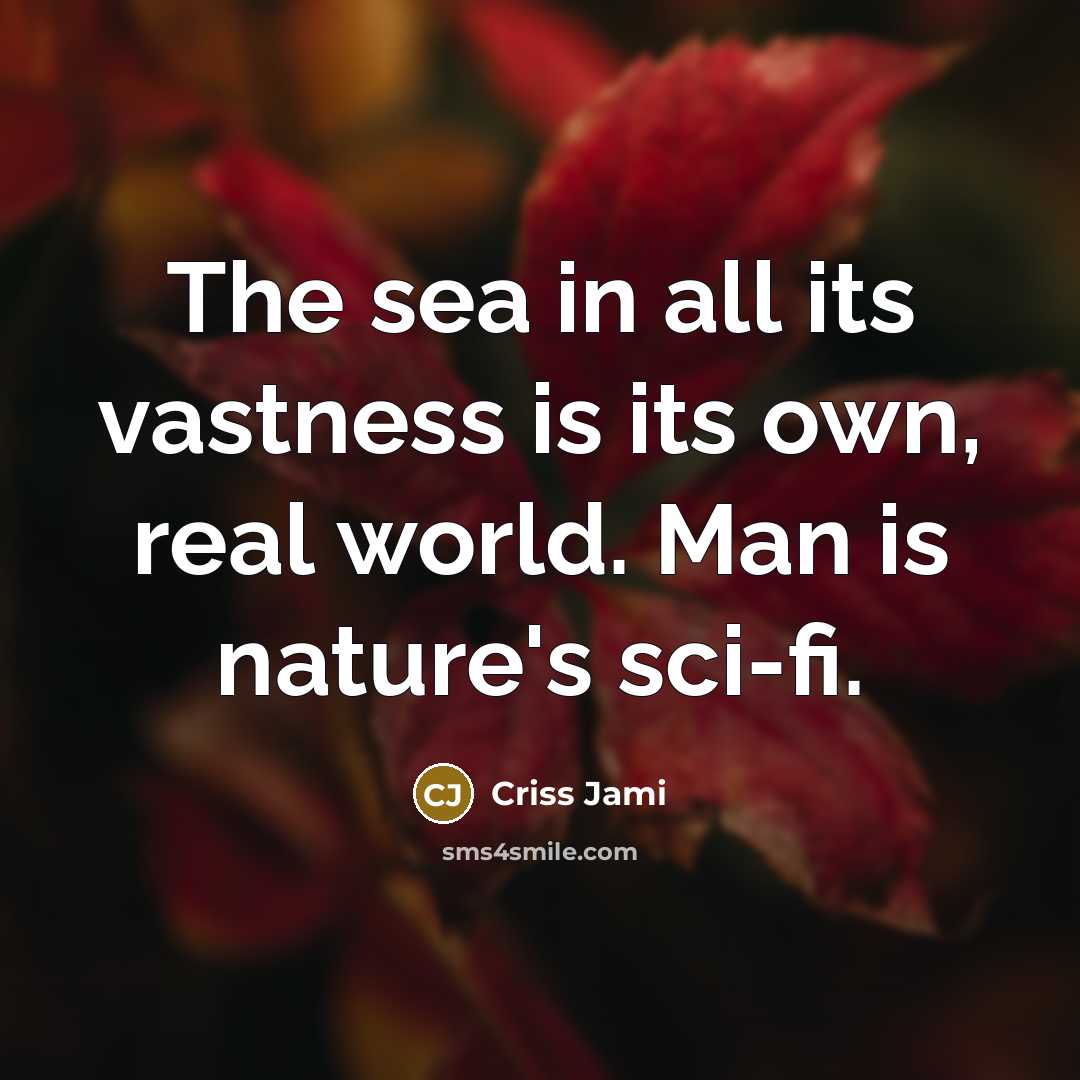 “The sea in all its vastness is its own, real…” quote by Criss Jami