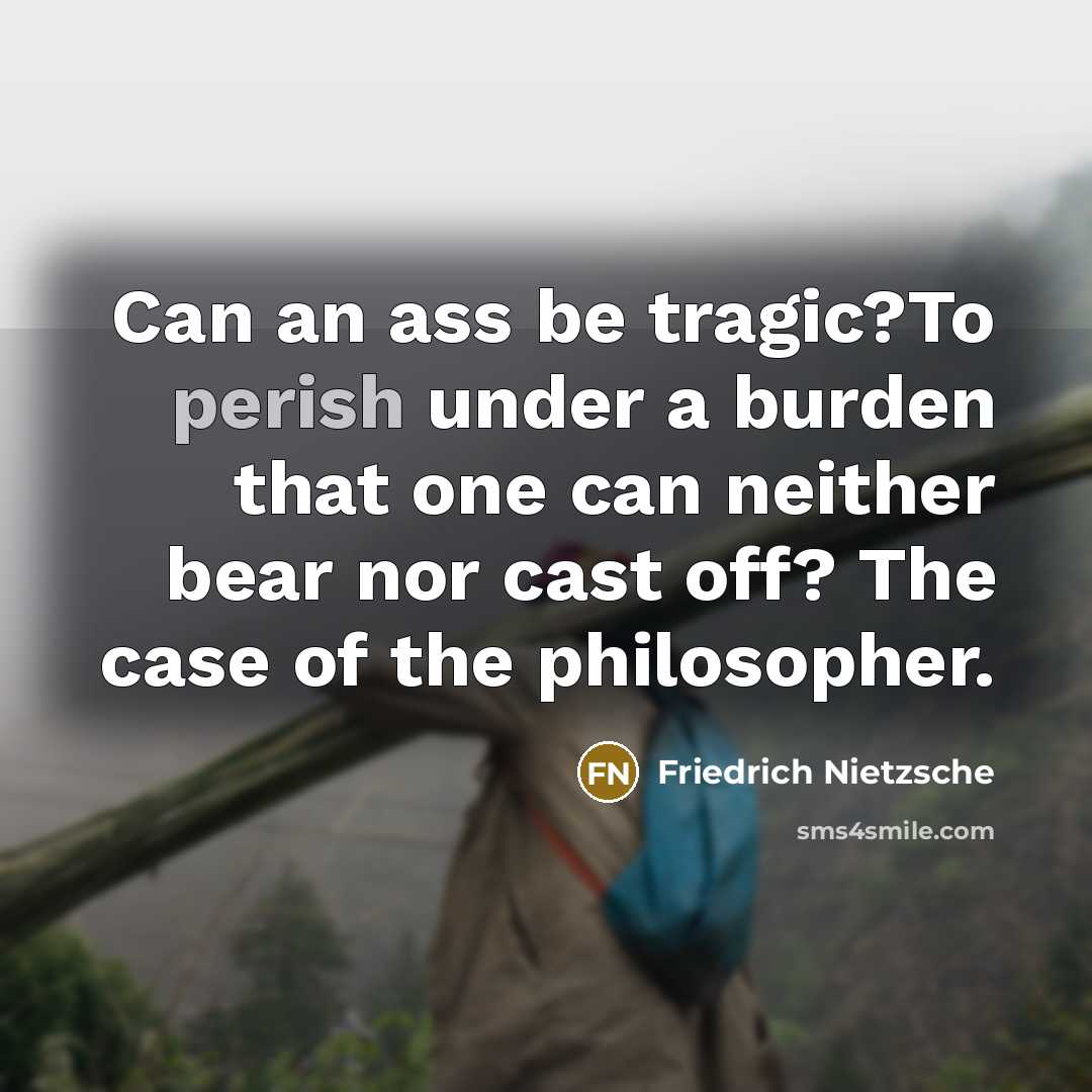 “Can an ass be tragic?To perish under a burden that…” quote by Friedrich Nietzsche