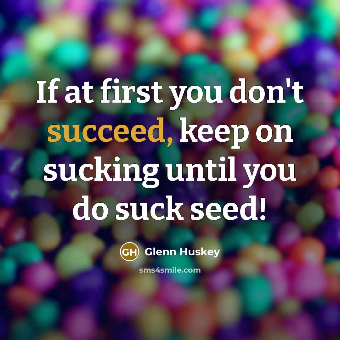 “If at first you don't succeed, keep on sucking until…” quote by Glenn Huskey