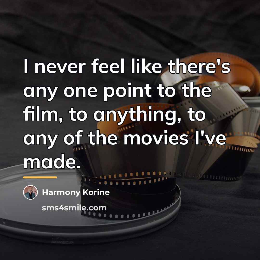 “I never feel like there's any one point to the…” quote by Harmony Korine