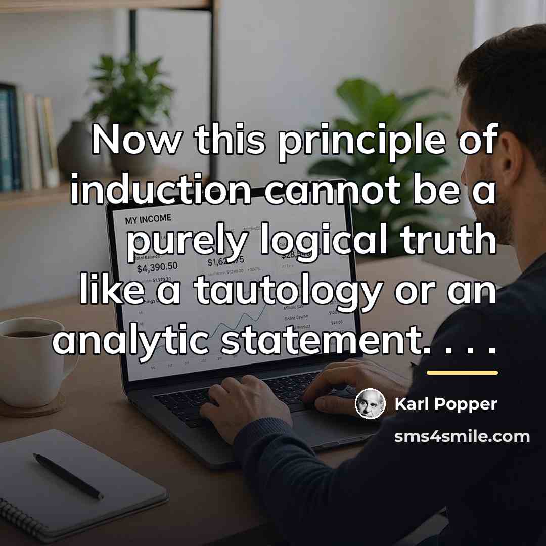 “Now this principle of induction cannot be a purely logical…” quote by Karl Popper