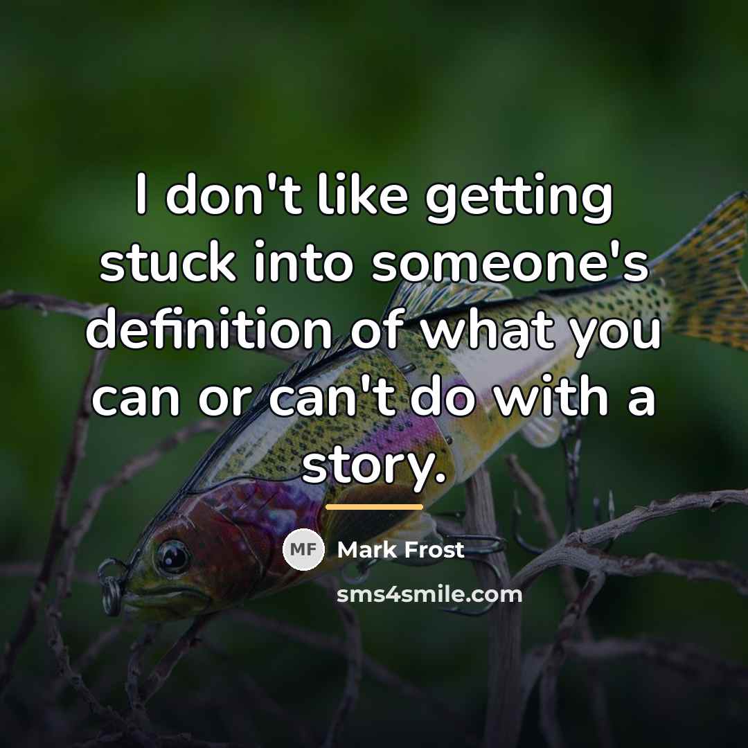 “I don't like getting stuck into someone's definition of what…” quote by Mark Frost
