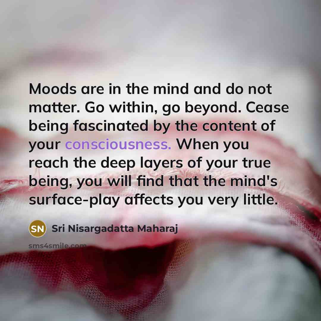 “Moods are in the mind and do not matter. Go…” quote by Sri Nisargadatta Maharaj
