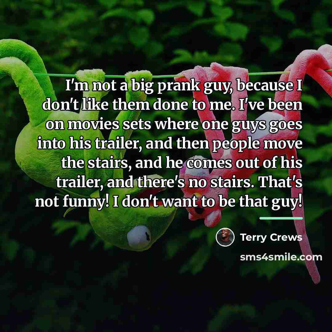 “I'm not a big prank guy, because I don't like…” quote by Terry Crews