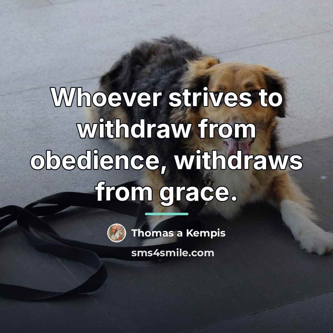 “Whoever strives to withdraw from obedience, withdraws from grace.…” quote by Thomas a Kempis