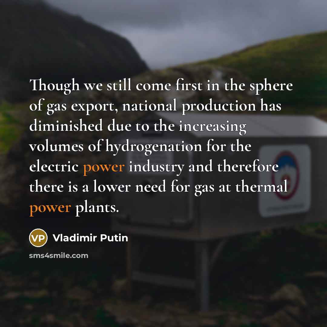 “Though we still come first in the sphere of gas…” quote by Vladimir Putin