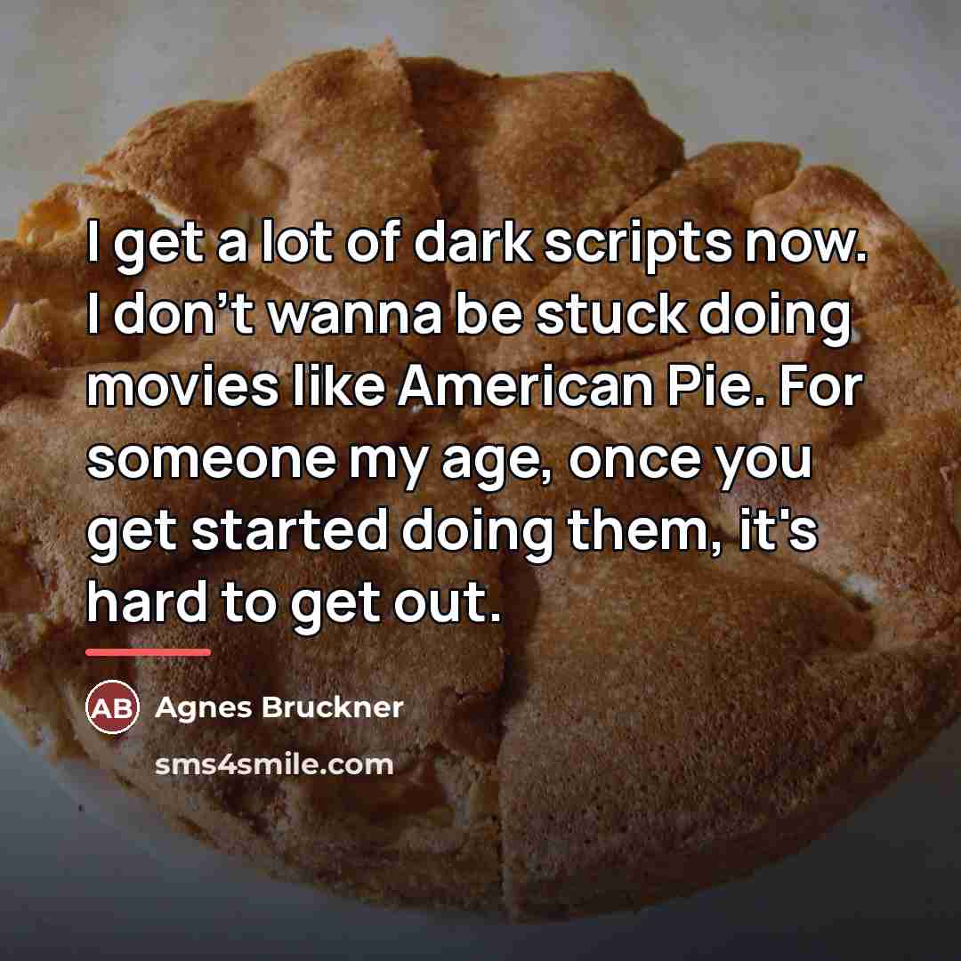 “I get a lot of dark scripts now. I don't…” quote by Agnes Bruckner