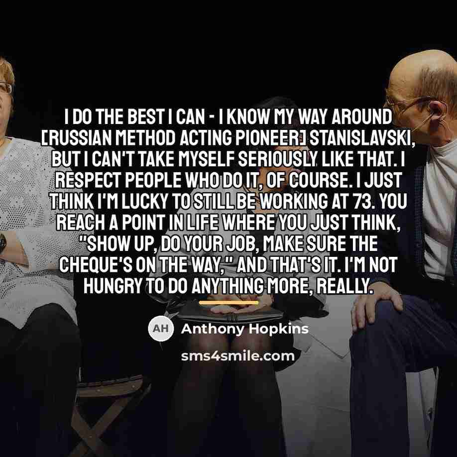 “I do the best I can - I know my…” quote by Anthony Hopkins
