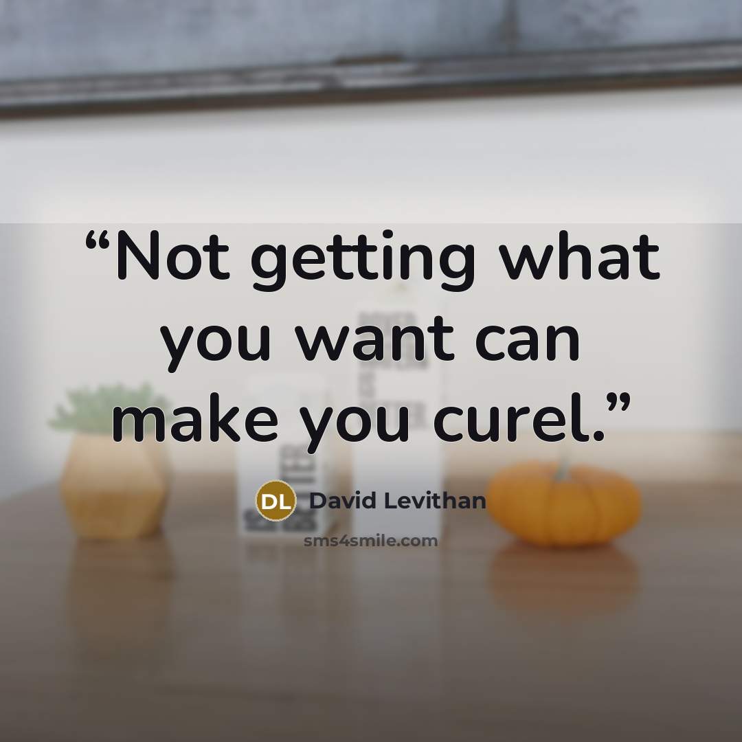 “Not getting what you want can make you curel.” quote by David Levithan