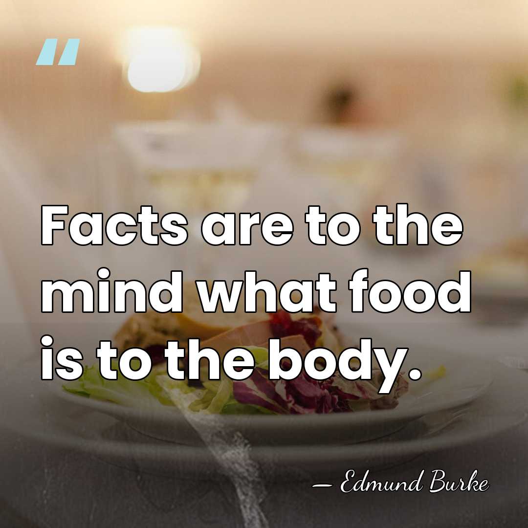 Facts are to the mind what food is to the body. - Edmund Burke