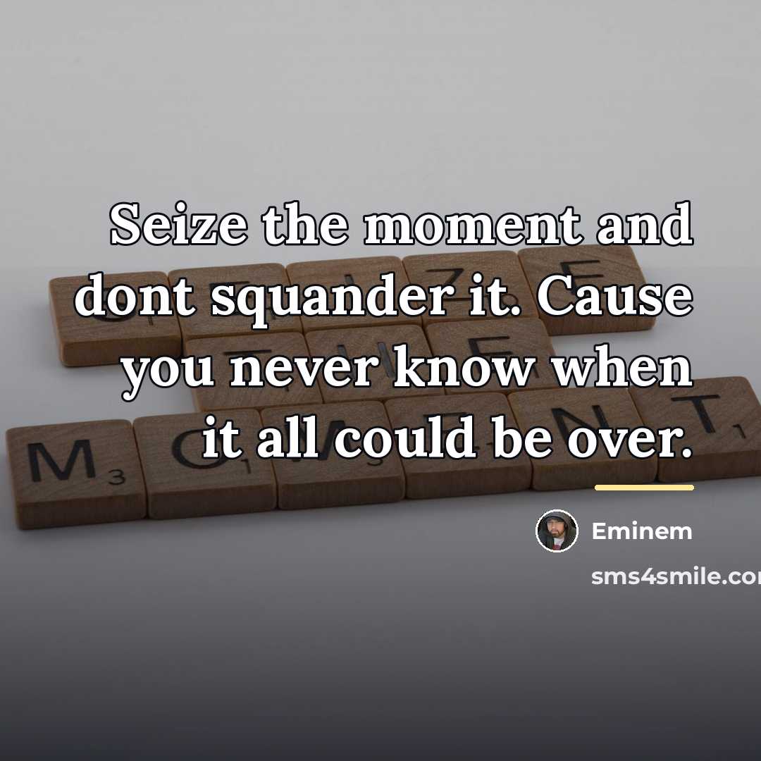 “Seize the moment and dont squander it. Cause you never…” quote by Eminem