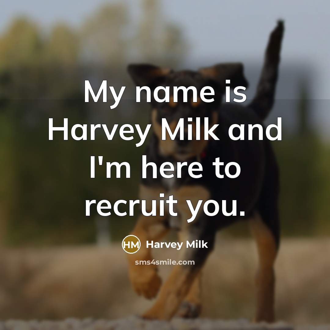 “My name is Harvey Milk and I'm here to recruit…” quote by Harvey Milk