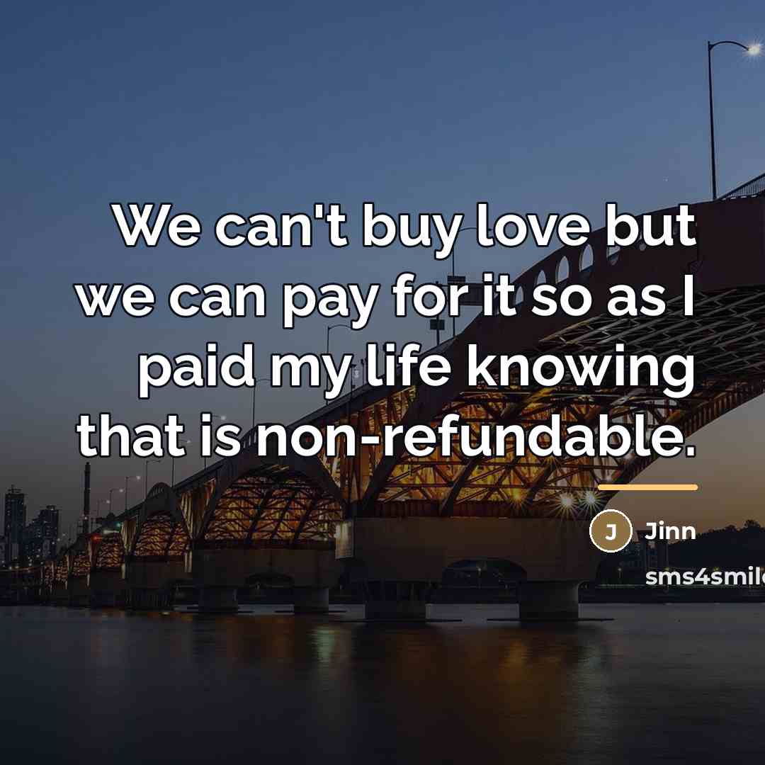 “We can't buy love but we can pay for it…” quote by Jinn