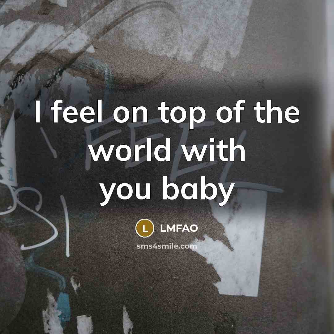 “I feel on top of the world with you baby” quote by LMFAO