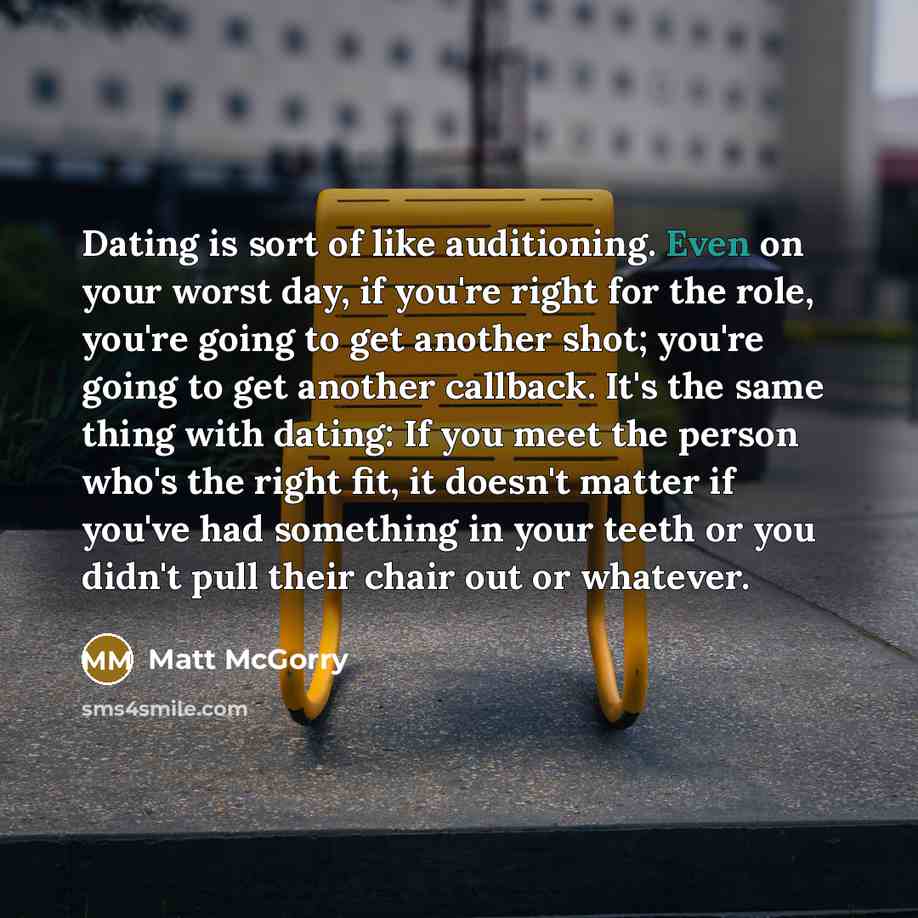 “Dating is sort of like auditioning. Even on your worst…” quote by Matt McGorry