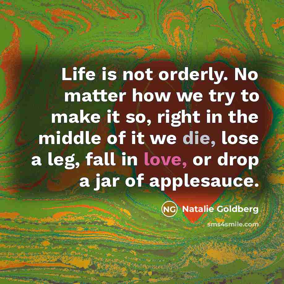 “Life is not orderly. No matter how we try to…” quote by Natalie Goldberg