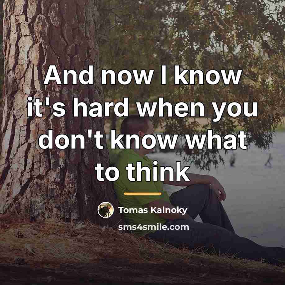 “And now I know it's hard when you don't know…” quote by Tomas Kalnoky