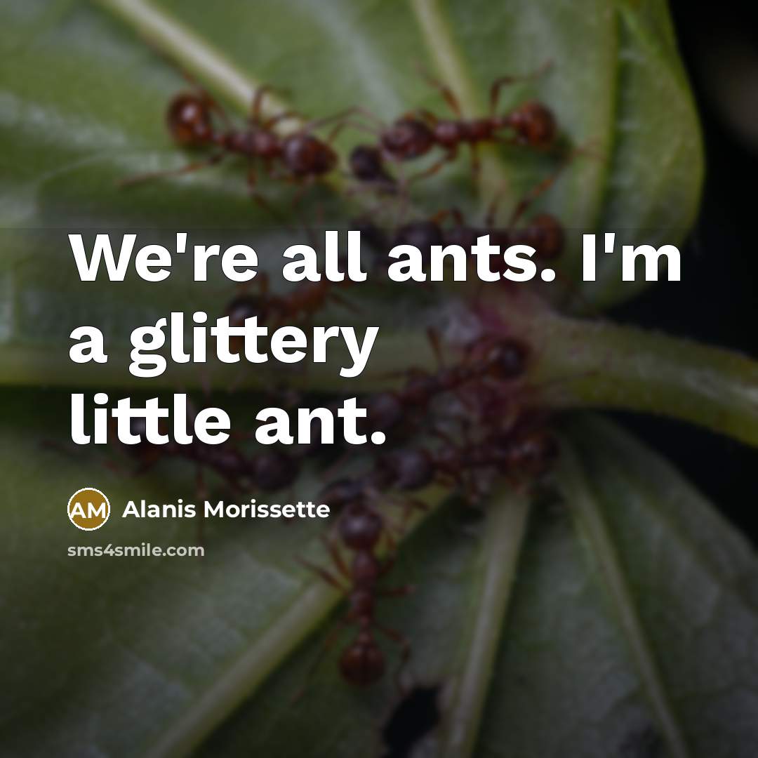 “We're all ants. I'm a glittery little ant.…” quote by Alanis Morissette